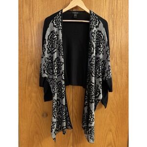 August Silk‎ Cardigan Wm M Black Floral Sweater Dark Romantic Witchy Flowy Boho